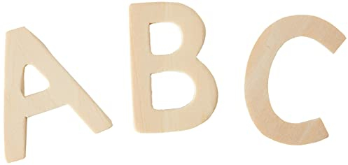 Large Uppercase Letter Art Stencils Wooden Alphabet for Kids Craft Set of 60 Drawing Templates