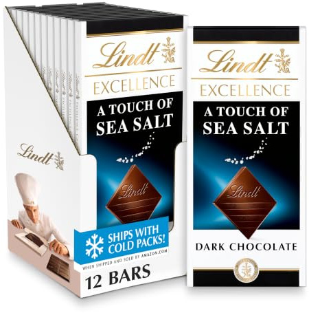 Lindt Excellence A Touch of Sea Salt Dark Chocolate Bar, 3.5-Ounce Packages (Pack of 12)