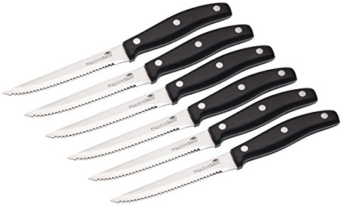 MasterClass Deluxe Steak Knives (Set of 6), Black, Random Color