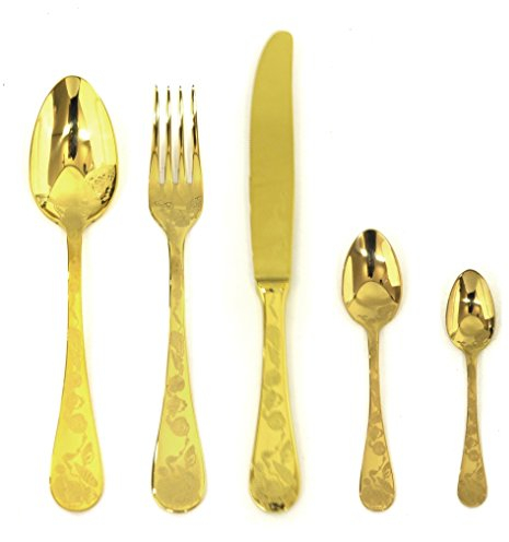 MEPRA Venere Oro Servizio Moka, 30 Pezzi, Acciaio Inossidabile 18/10 Cesellato