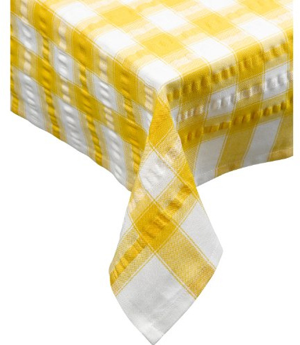 Seersucker Check 100% Cotton Pack of 4 Traditional Napkins 18” x 18” Garden Picnic Linen (Gold)