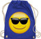 Turnbeutel Rucksack - Manga & Comic Zubehör - Emoticon Sonnenbrille/Sommer Sonne - Unisize - Royalblau - smile beutel smiley, sportbeutel umhängebeutel beuteltasche bag bags stoffbeutel tasche