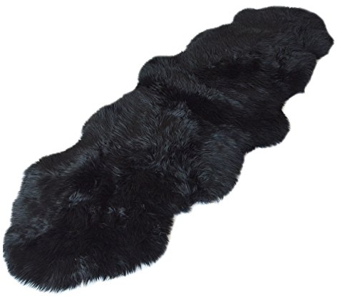 Leibersperger Lammfell/Schaffell/Bettvorlage/Sesselauflage extra groß 220 x 70 cm (schwarz)