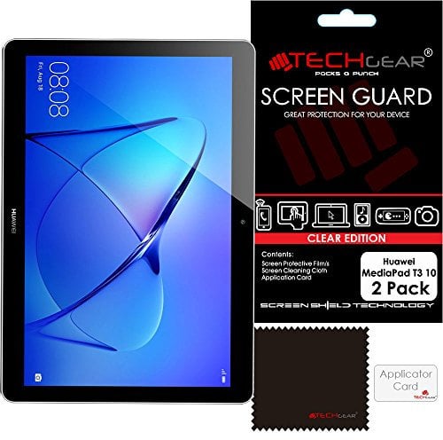 TECHGEAR [2 Pack] Protection d'Écran pour Huawei MediaPad T3 10, Film de Protection Écran Ultra Clair avec Chiffon et Carte d'Application Compatible pour Huawei MediaPad T3 10 (Écran 9.6 Pouces)
