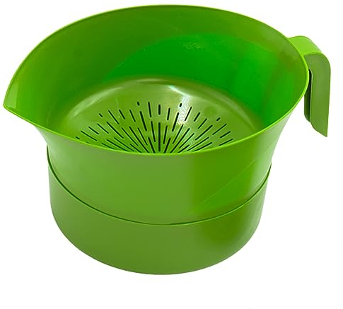 Easy Greasy Colander & Food Strainer Kitchen Set - Strains Ground Beef & Bacon Grease - Colander Set Rinses Pasta, Rice, Fruit, & Vegetables | Comes with Grease Container with Lid
