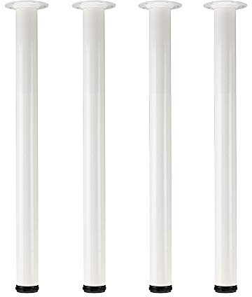 QLLY 28 inch Adjustable Tall Metal Desk Legs, Office Table Furniture Leg Set, Set of 4 (White)