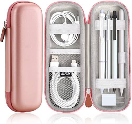 AGPTEK Custodia per Apple Pencil Penna Universale,EVA AntiGraffio Borsa Custodia per Pencil di iPad,Astuccio Rigido Stilografica,Copertina Protettiva Rigida per Samsung Stylus Surface Pen,Cavo,Rosa