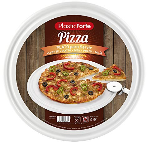 Plastic Forte Plato Pizza Piatto, Colori Assortiti, 35.5 cm