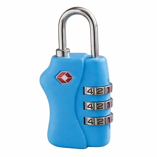 TSA Approved 3 Digit Combination Luggage Lock 1 Pack Blue - Resettable Travel Padlock for Suitcases Backpack & Gym Locker Security, Travel Accessories and Holiday Essentials