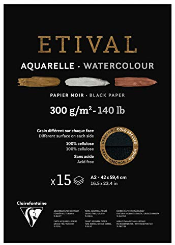 Clairefontaine 975320C Malblock Etival 42x59,4cm 15 Blatt 300g Schwarz