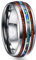 NUNCAD Wolfram Ring Herren Damen Unisex 8mm Schwarz mit Opal & Koa Holz für Hochzeit Verlobung Geschenk Lifestyle Men Fashion Größe 74