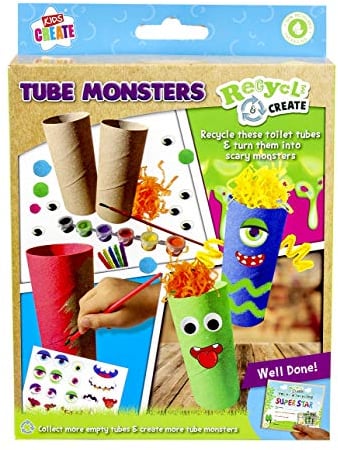 Kids Create - Recycled Paint Your Own Tubes - Kids Craft Tube Pets - Arts and Crafts Set for Kids - Children's Craft and Design Kit