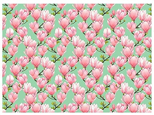 Melody Jane Dolls House Green Wallpaper with Pink Magnolia Flowers Miniature 1:12 Print