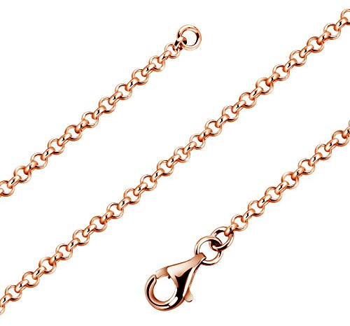 Avesano Erbskette Damen 925 Silber 2,2 mm Rolo Kette 24K Rosé vergoldet „Made in Italy“ - Sterling Silber Halskette ohne Anhänger - Silberkette 42 cm - Geschenkidee für Frauen 101012-442