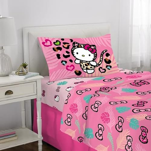 Hello Kitty Wild Jungle Twin 3 Piece Sheet Set