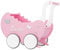 Puppenwagen ab 1 Jahr - Individuell mit Namen - Handgefertigter Puppenwagen - Holzpuppenwagen - Sicher Abgerundete Kanten - Ausdrucksstarke und Schöne Farben (Weiß-rosa)