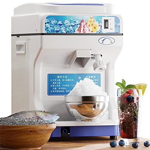 MNSRRN Commercial Ice Crusher, Automatic High-Power Milk Tea Shop Sushi Sashimi Snowflake Smoothie Ice Large Electric Smoothie Machine