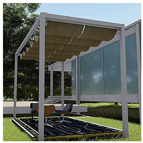 LIJINBO Filet D'ombrage Toile D'ombrage,Bâche D'ombrage Rétractable Pour Pergola, Voile D'ombrage À Fil Coulissant, Protection UV, Permet À L'air De Passer Et Filtre La Lumière Pour Pergola En Bois, T