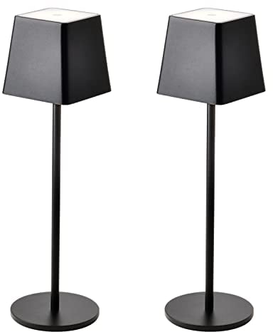 K-Bright Dimmbare LED Akku Tischleuchte | Für drinnen und draußen geeignet | Wiederaufladbar | 3000K Warmweiß Licht | Kabellose Tischleuchte | mit 1m USB-C | Schwarz(2 Stück)