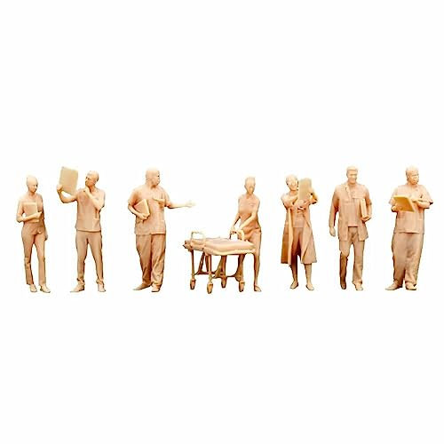 ZEDACAKAI (7 Stück 1/64 Krankenhaus-Sandtisch, Notfall-Aktion, Raum, Arzt, Krankenschwester, Diskussion, Modell, Miniatur-Handwerk, Figur muss selbst gefärbt werden - Nr. 2