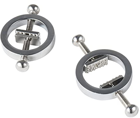 TTAO 2 Pcs Nipple Piercing Brustwarzenpiercing Metall Ringe Einstellbar Schrauben Sexspielzeug für Frauen und Männer Silber A Einheitsgröße