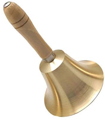 Beavorty 1 Pz Campane a Mano in Ottone Campanello a Mano di Natale Super Forte Campanello di Chiamata a in Ottone Massiccio con Manico in Legno di Servizio di Chiamata