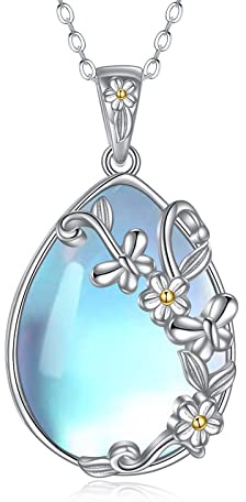 YAFEINI Lebensbaum Kette Mondstein Anhänger Halskette 925 Sterling Silber Baum des Lebens Halskette Baum Leben Schmuck Geschenk für Damen Mädchen Mama