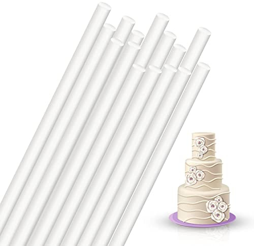 Yolli Plastic Cake Dowels for Tiered Cakes - 8 inch x 6mm (200Pcs) - Baking Rod Cake Stand Sticks for Tiered Cake Construction and Stacking Support