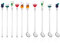 10 bâtonnets de mélange de cocktails, mélangeurs réutilisables, bâtonnets d'art transparents en forme de verre à vin, accessoires miniatures colorés pour cocktails, café, thé au lait (23cm)