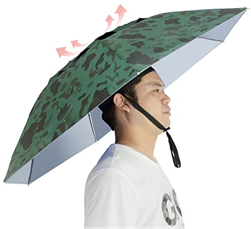 NEW-Vi Angelschirm, faltbar, verstellbar, Sonnen-Regenkappe, 94 cm, übergroße Regenschirme, 7 Rippen, UV-Schutz, wasserdicht, Kopfbedeckung für Angeln, Gartenarbeit, Golf, Sonnenschutz, Outdoor,