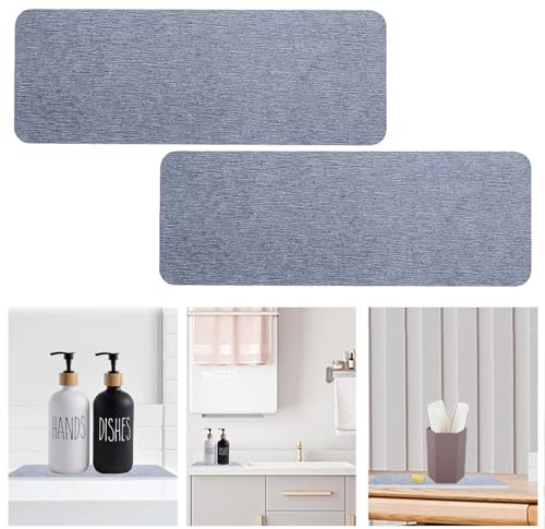 GAESHOW 2 Stück Diatomit Tablett, Wasserabsorbierende Diatomit Untersetzer, Kieselgur Seifenhalter, Schnell Trocknende rutschfeste Wasserabsorbierender Stein für Bad und Küche (22 x 8 cm) (Grau)