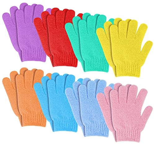 Sibba 8 Paar Peeling Handschuhe Für Duscheundefined Natürliche Luffa Waschhandschuhe Körper Und Gesichtundefined Abgestorbene Hautentfernerundefined Doppelseitige Mikrofaser Dusch Körperhandschuhe