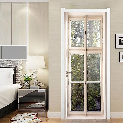 PLEETS Türposter Selbstklebend Tür Aufkleber Wandbilder Weiße Glastür PVC Wasserdicht Türaufkleber Türtattoo Wohnzimmer Schlafzimmer Home Wanddekorationen Tapete 95 x 215cm
