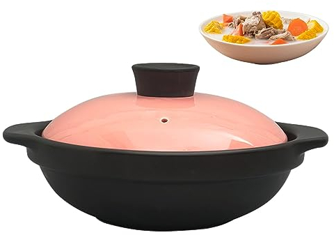 cerámica,Olla Sopa Cazuela, Olla Barro China para Cocinar | Olla Barro pequeña para Quemar en seco sin agrietarse, Antiadherente, Resistente a Altas temperaturas