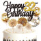 Feelairy Tortendeko Happy Birthday Gold Kuchendeko 32. Geburtstag Frau, Kuchen Topper Happy 32th Birthday, Cake Topper 32. Geburtstag Ballons Konfetti für Geburtstagstorte Deko 32 Jahre Frauen Männer