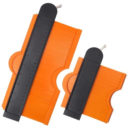 Set of 2 Contour Gauge Profile Tool with Lock 10+5 Inch/25+12cm, Profile Gauge Tool Contour Gauge Duplicator Marking Gauge Woodworking Tools Laminate Flooring Tools Template Tool Gifts for Men Father