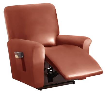 HYPIQQ Kunstleder Recliner Sofa Cover Sets Leder PU Liege Couch Split Stretch Slipcover Geneigte Sofabezüge,Orange,1 Seater