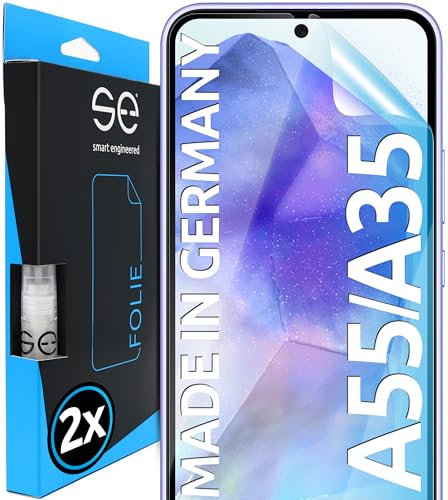 2x se® Film de Protection 3D Transparent pour Samsung Galaxy A55 / A35, Auto-réparateur, Compatible Empreinte & FaceID, Installation Sans Bulles, Résistant aux Chocs et Rayures, Fabriqué en Allemagne