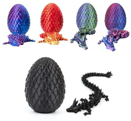AIZQYC 3D Gedrucktes Drachenei mit Drache, Geheimnisvolle 3D Kristall Drache Spielzeug im Ei Groß, 3D-Gedruckter Beweglicher Überraschungsdrache für Kinder Erwachsene.