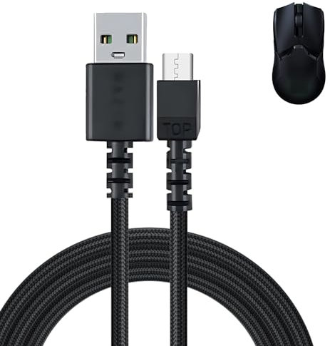Adhiper USB Charging Cable 1.8M for Razer Viper Ultimate,Basilisk Snake Ultimate,Viper V2 Pro,Viper Professional USB Charger Cable with Nylon Braided Cable, Durability Fast Charging(Black)