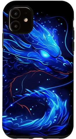 Hülle für iPhone 11 fliegender japanischer Drache in blau
