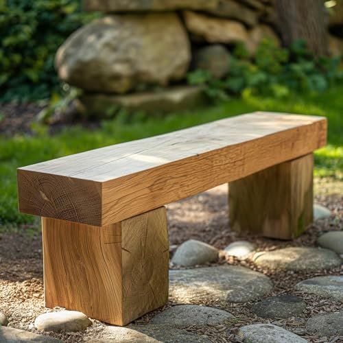 Bank aus Massivholz Eiche für Wohnzimmer, Esszimmer, Schlafzimmer, Flur, Garten, handgefertigt im Landhausstil (Länge 80cm)