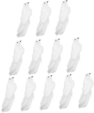 RORPOIR 12stücke Künstliche Vögel Weihnachtsdekorationen Schöne Simulation Vögel Für Garten Und Hochzeitsfeiern Lebensechte Deko Weiß Schaumstoffhaltig Für Festliche Anlässe