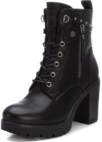 REFRESH - Stivaletto da donna con chiusura lampo, colore: marrone, taglia: 37, Nero , 38 EU
