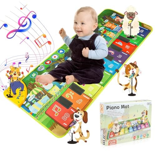 Carehabi Alfombra Piano Bebe Juguetes Niños 1 Año Regalo Bebe 1 Año con 19 Canciones y 9 Teclas de Piano Juguetes Bebe para Regalos de Año Nuevo Cumpleaños Navidad