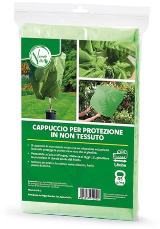 VerdeVita - Cappuccio di Protezione in Non Tessuto, Cappuccio Protezione Piante Resistente ai Raggi UV, Protezione Piante per l'inverno (Cappuccio 1,8x2 mt 45GR, Verde)