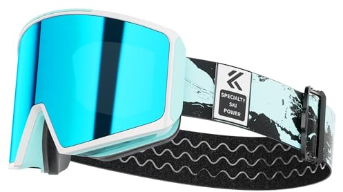 KAPVOE Skibrille Snowboard Brille für Brillenträger Herren Damen Jugend Schneebrille UV400 Schutz Ski Goggles mit Magnet-Wechselsystem Kompatibler Helm Anti Fog Ski brille für Skifahren Blau 09