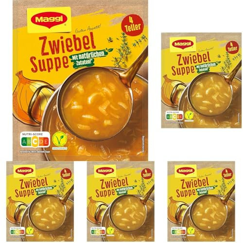 Maggi Guten Appetit, Zwiebel Suppe, 55g Beutel, ergibt 4 Teller, 5er Pack (1 x 55g)