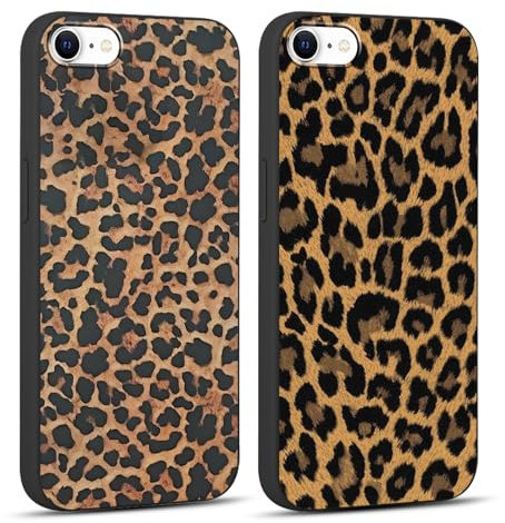 Foonary 2 Stück Handyhülle für iPhone 7/8/SE2020/2022 4,7 Hülle Leopard Muster Design Aesthetic Motiv Mädchen Case Weich Silikon Flexibel TPU Stoßfest Schutzhülle für iPhone 8 Cover,01