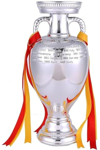 Haodagess Europa Campionato di Calcio Trofeo Replica Resina Europeo Delaunay Cup Trofeo Regali Calcio Appassionati di Sport Souvenir Collezione per Oggetti Bar Discoteca Decorativi Ornamenti,32cm